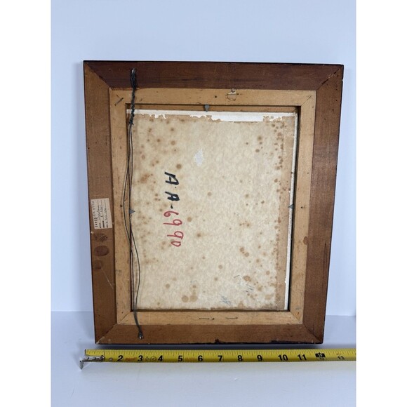 Winter Cottage Landscape Scene Oil Painting In Wood Frame MCM VTG Cozy Cottage - Picture 10 of 11